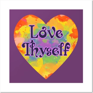 Love Thyself Tie Dye Heart Self Care Posters and Art